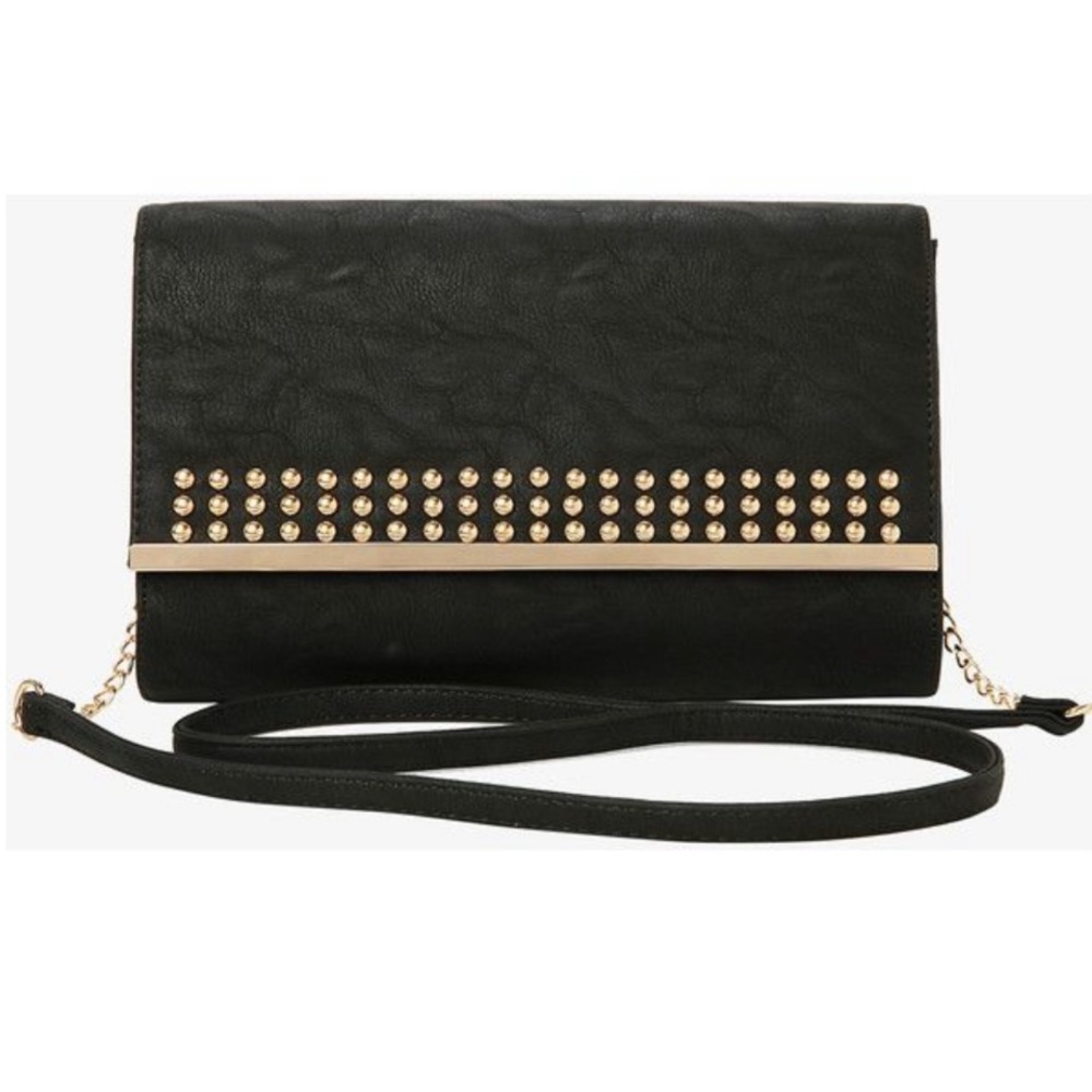 Torrid Women’s Black Faux Leather with Rose Gold Stud Crossbody Clutch